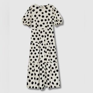 Who What Wear Black and White Polka Dot Dress